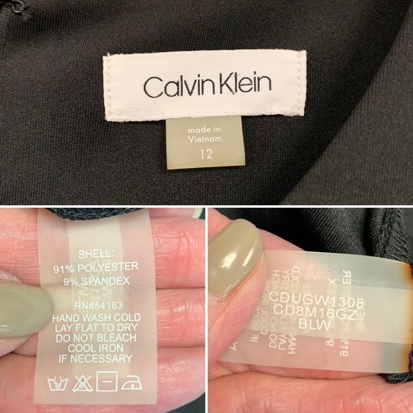 Calvin Klein Black Statement Cap Flutter-Sleeve Sheath Scuba Unlined Dress - Picture 14 of 14